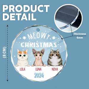 Meowy Christmas Personalized Cat Glass Ornament HA75 891490