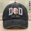 Custom Photo Face Dad Est. Washed Denim Baseball Cap HA75 921350