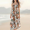 Custom Human Photo Floral Style Women's V-Neck Cami Maxi Dress HO82 893602