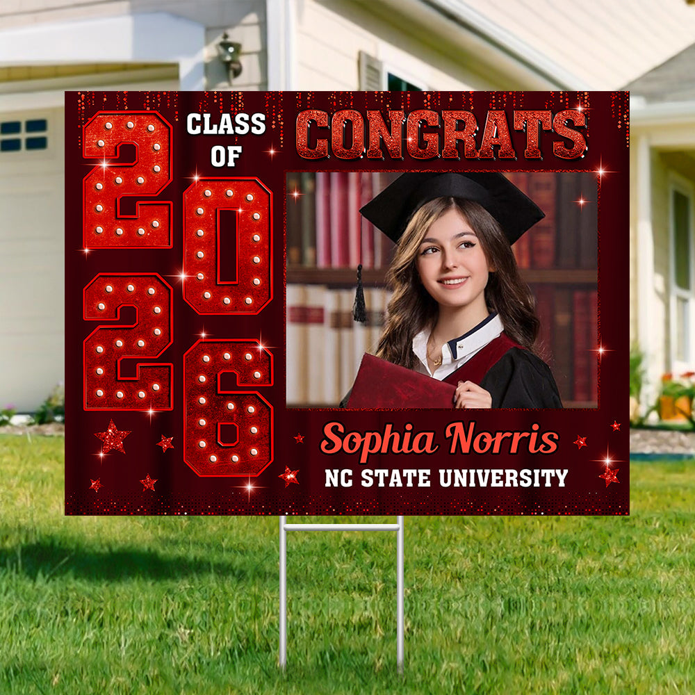 Custom Photo Congrats Class Of 2026 Graduation Yard Sign For Party Decor CH07 910742