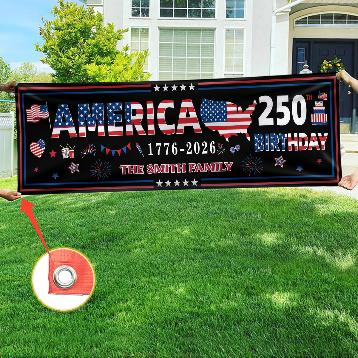 Personalized Family Name 250 Anniversary USA Banner HA75 920900