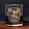 USA 250th Anniversary Emblem Patriotic Eagles Flag Whiskey Glass LM32 899071
