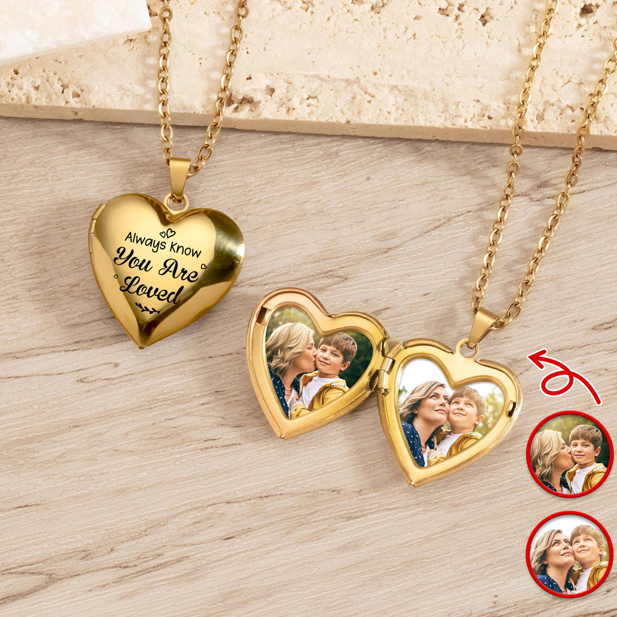 Custom Photo Always Know You Are Loved Heart Locket Necklace HA75 920700
