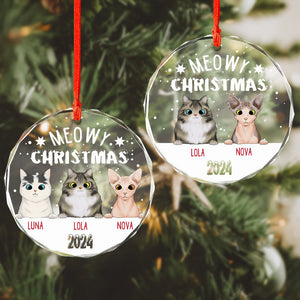 Meowy Christmas Personalized Cat Glass Ornament HA75 891490