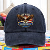 Personalized Patriotic 250th Anniversary God Bless America Eagle 1776–2026 Washed Denim Baseball Cap HA75 921022