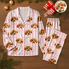 Custom Dog Photo With Stripe Personalized Satin Pajamas For Dog Lover HO82 900762