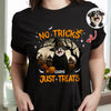 No Tricks Just Treats Custom Halloween Dog Photo Dark Shirt CH07 899450