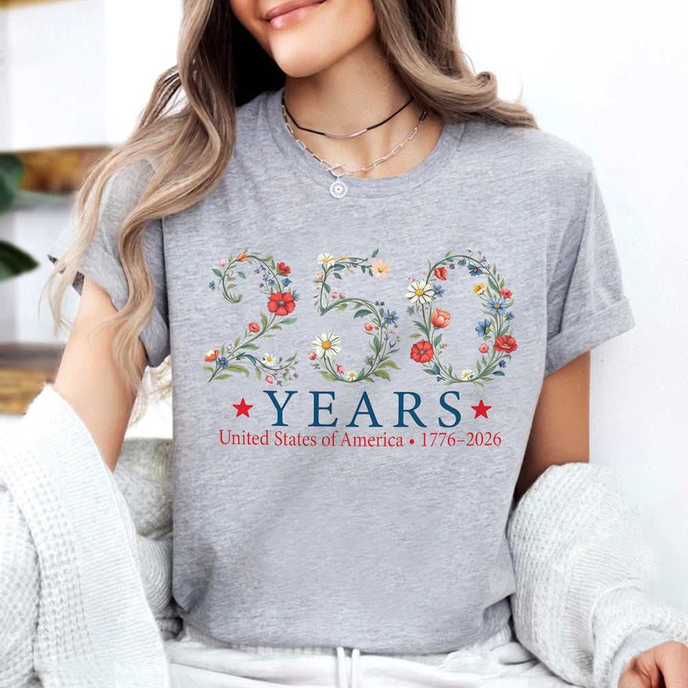 USA 250th Anniversary Floral TShirt 1776–2026 Freedom Celebration Shirt CH07 910984