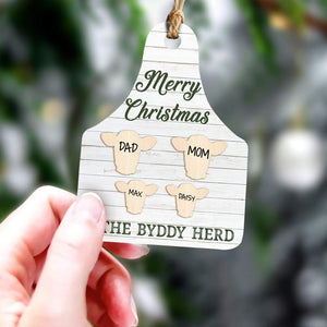 GeckoCustom Christmas Cow Tag Wood Ornament , Farmer Wood Ornament, HN590 2 Pieces
