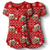 GeckoCustom Custom Cat Photo Christmas Pajamas Women V Neck Blouse Shirt TH10 892033