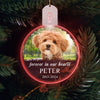 GeckoCustom Custom Dog Photo Forever in Our Heart Memorial Circle Led Acrylic Ornament HO82 893216 3 inches