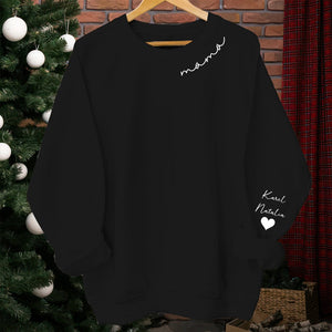 GeckoCustom Custom Name Mama On Sleeve Sweatshirt Personalized Gift TA29 890306