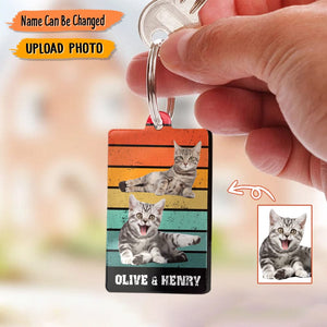 GeckoCustom Custom Photo Vintage Retro Dog Cat Acrylic Keychain K228 HN590 60mmW x 40mmH