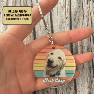 GeckoCustom Dog Cat Vintage Retro Custom Photo Keychain