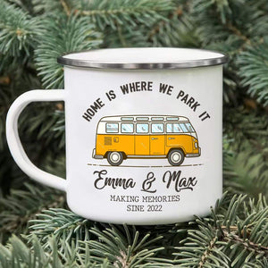 GeckoCustom Home is where we park it Camping Steel Mug, Camping Gift, Camping Mug HN590 Metal