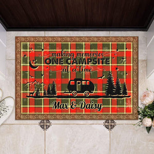 GeckoCustom Making Memories One Campsite Outdoor Doormat For Camper, Christmas Fabric Doormat, RV Camping Gift, HN590 15x24in-40x60cm