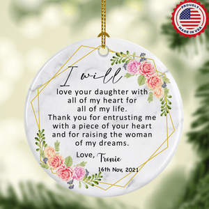 GeckoCustom Personalized Custom Wedding Ornament Decor, I Will Love Your Son/Daughter, Mother of Groom Bride Gift