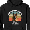GeckoCustom This Human Belongs To Vintage Retro Photo Shirt, Personalized Custom Photo Dog Shirt H469 Pullover Hoodie / Black Colour / S