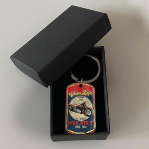 GeckoCustom Vintage Keychain Biker HN590 With Gift Box / 1.77" x 1.06"