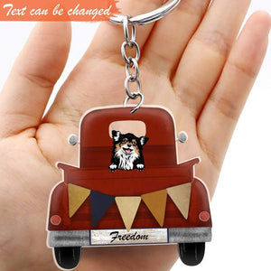 GeckoCustom Vintage Truck Dog Breeds Custom Double Sided Design Keychain, Dog Lover Gift HN590