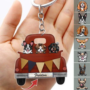 GeckoCustom Vintage Truck Dog Breeds Custom Double Sided Design Keychain, Dog Lover Gift HN590 50mm x 50mm / 1 Piece