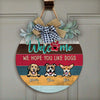GeckoCustom Vintage - Welcome We Hope You Like Dog Wood Door Sign, Front Door Wreath HN590