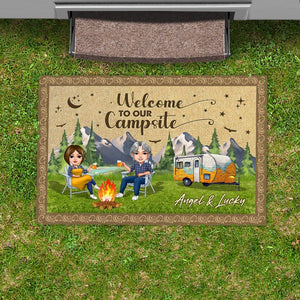 GeckoCustom Welcome To Our Campsite Chibi Couple Camping Doormat K228 888235
