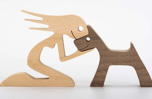 GeckoCustom Woman And Her Fur-Friend - Gift For Pet Lovers Wood Sculpture T286 HN590 Woman With Puppy