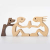 GeckoCustom Wood Sculpture, Dog Lover Gift, Wooden Carving A Couple With Black Dog Medium