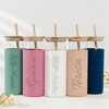 Personalized Birth Flower Name Glass Can With Lid Silicone Sleeve TH10 896881