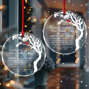 A Limb Has Fallen Family Tree Memorial Glass Circle Ornament HO82 893090