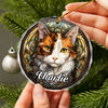 Custom Cat Stained Glass Style Christmas Glass Ornament TH10 896417