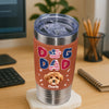 Custom Dog Photo Dog Dad America Flag Style Leather Tumbler LM32 893701