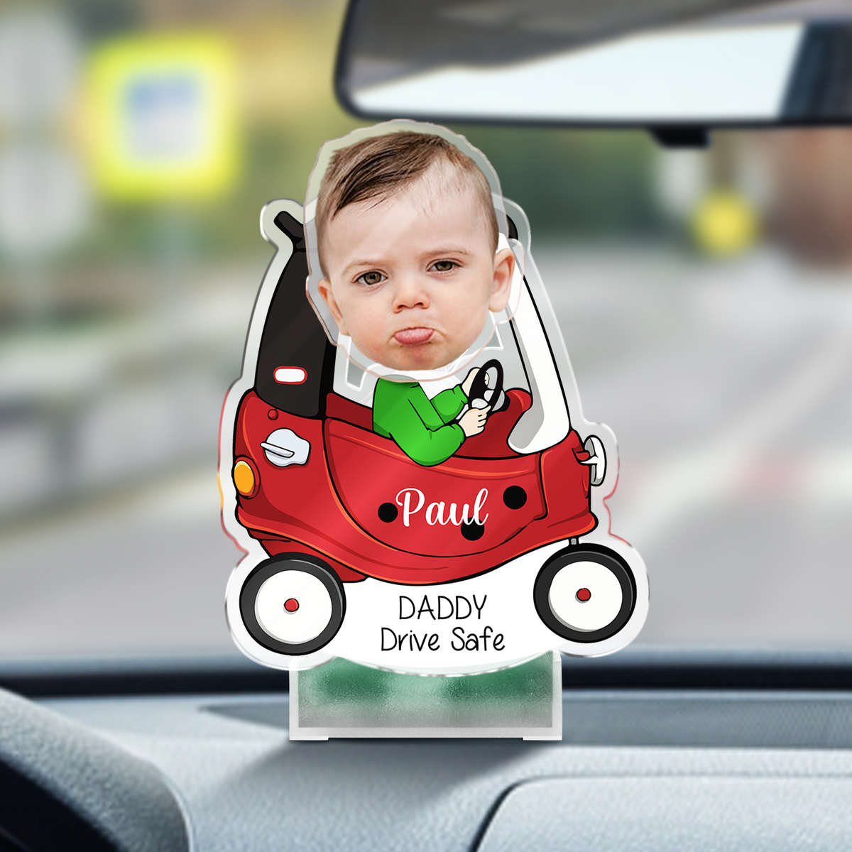 Custom Photo Father's Day Gift, Kids Face Bobblehead Gift for Dad, Drive Safe Daddy, Gift for New Dad Shaking Head Standee HO82 893830