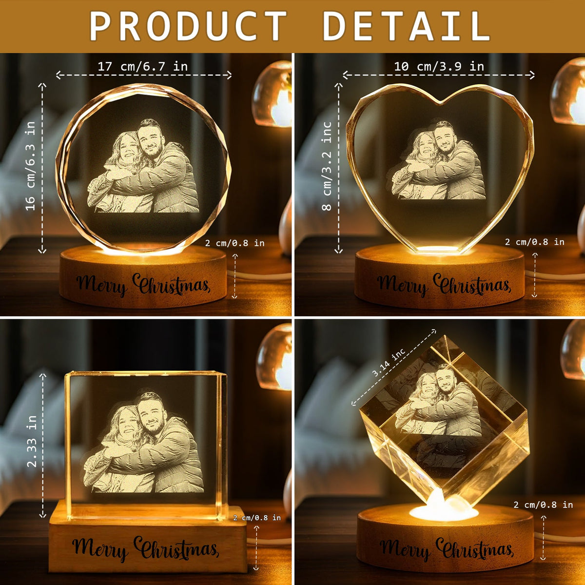 Custom Dog Cat Photo Engraved Crystal Photo With Light HA75 898202