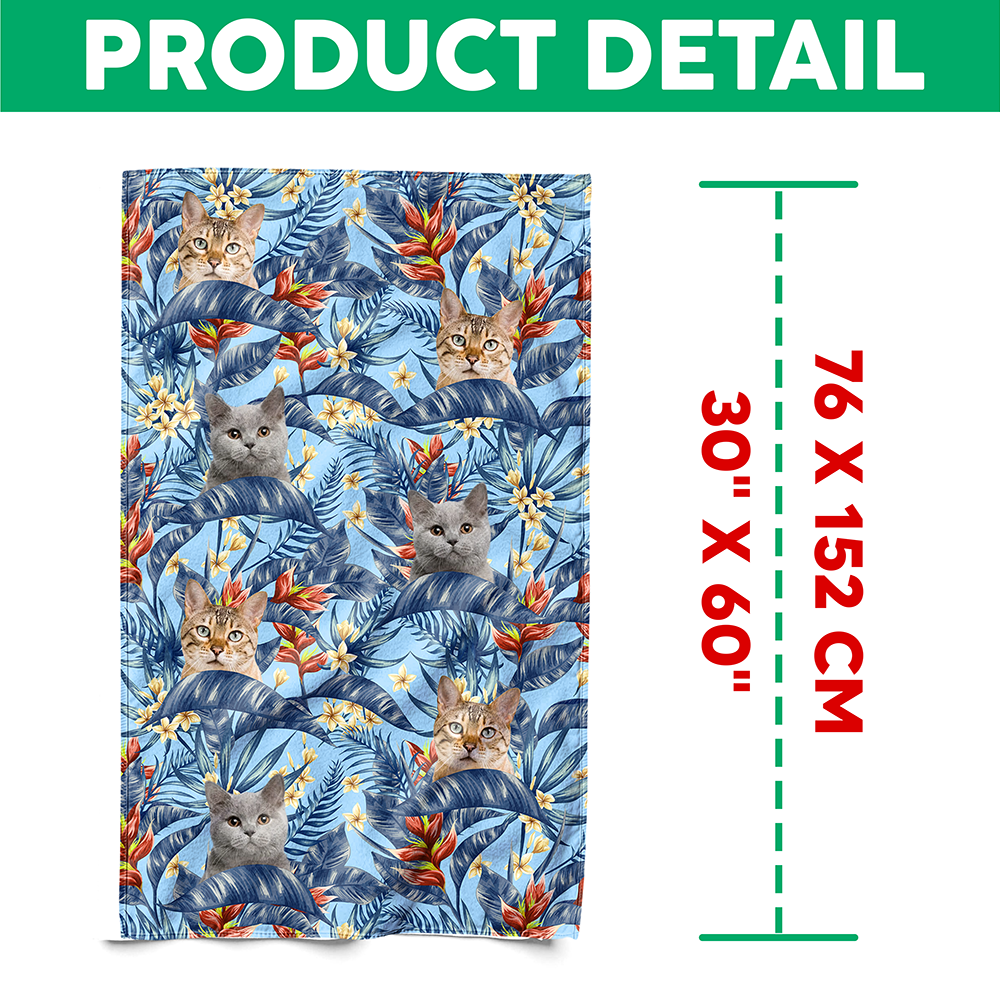 Custom Hawaii In The Air Face Cat Photo Beach Towel HO82 894010