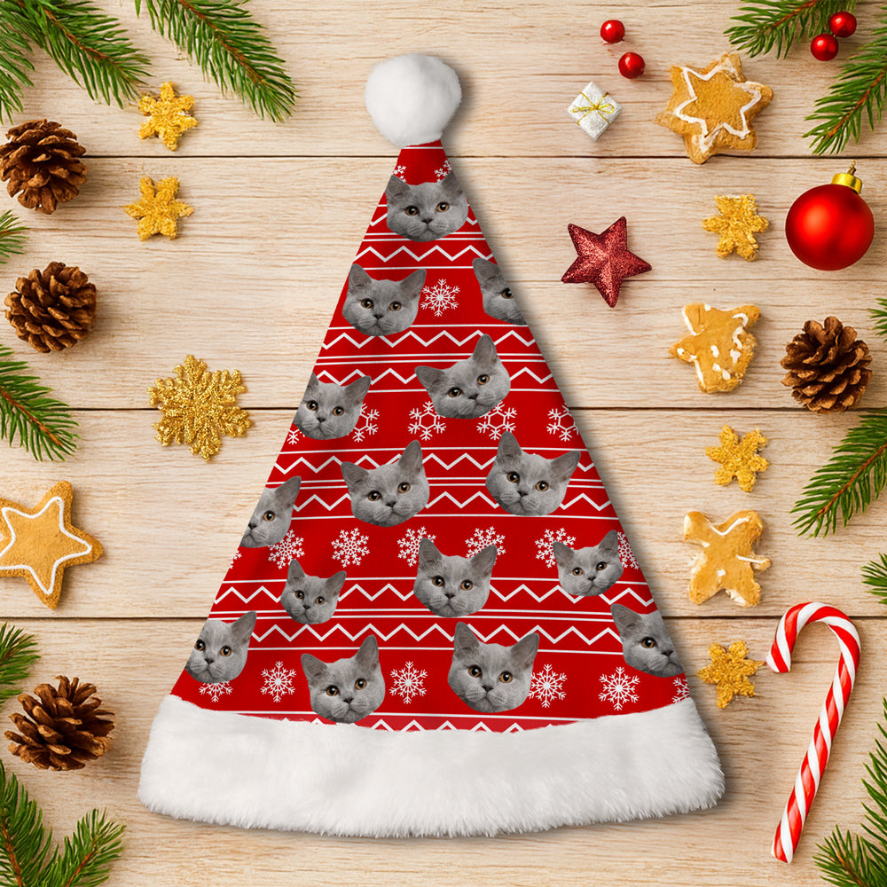 Custom Funny Cat Face Christmas Unique Santa Hat For Cat Lovers LM32 895343