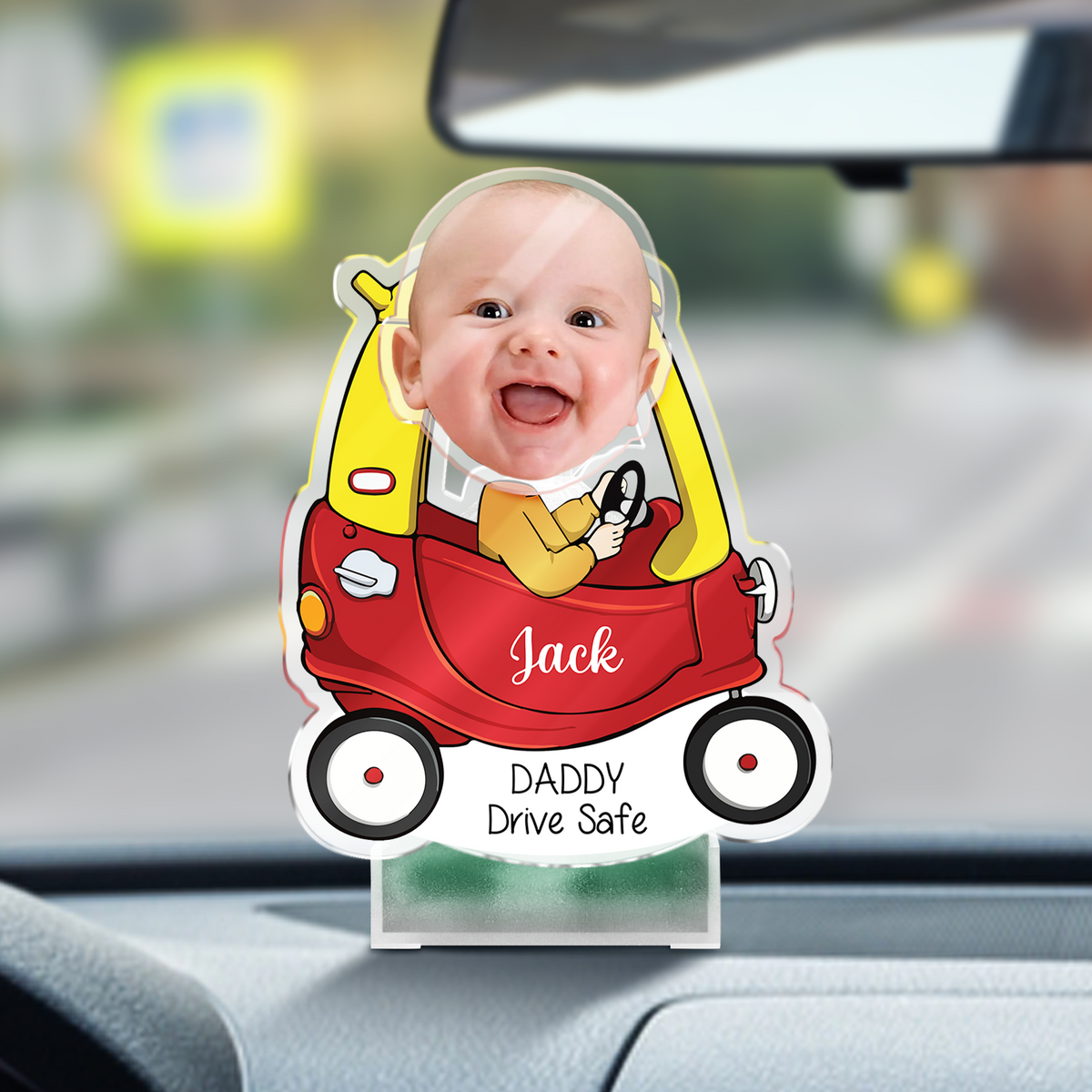 Custom Photo Father's Day Gift, Kids Face Bobblehead Gift for Dad, Drive Safe Daddy, Gift for New Dad Shaking Head Standee HO82 893830