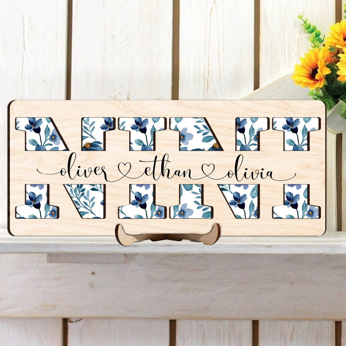 Personalized Name Flowers Mom Wooden Sign - Gift For Her, For Mom, Grandma LM32 899185