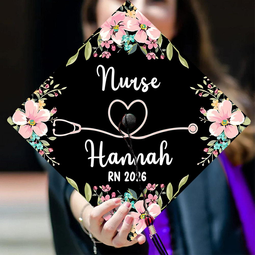 Personalized Nurse Graduation Gift Floral Theme Graduation Cap Topper HO82 901544
