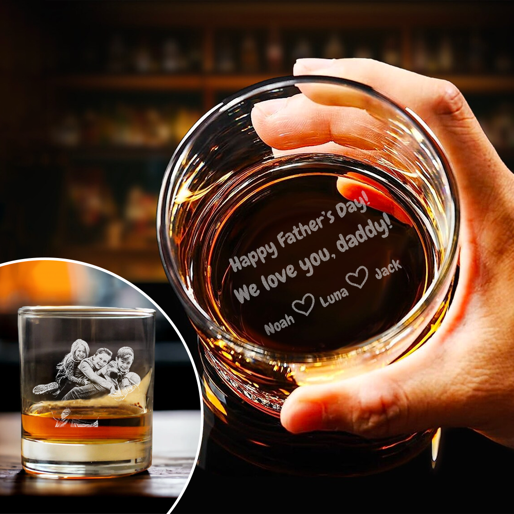 Custom Photo We Love You Daddy Happy Father's Day Whiskey Glass TH10 892793