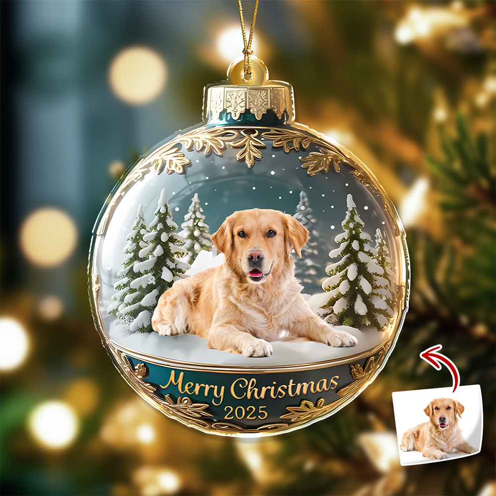 Custom Dog Cat Photo Acrylic Ornament Christmas Gift For Dog Cat Lovers HA75 898378