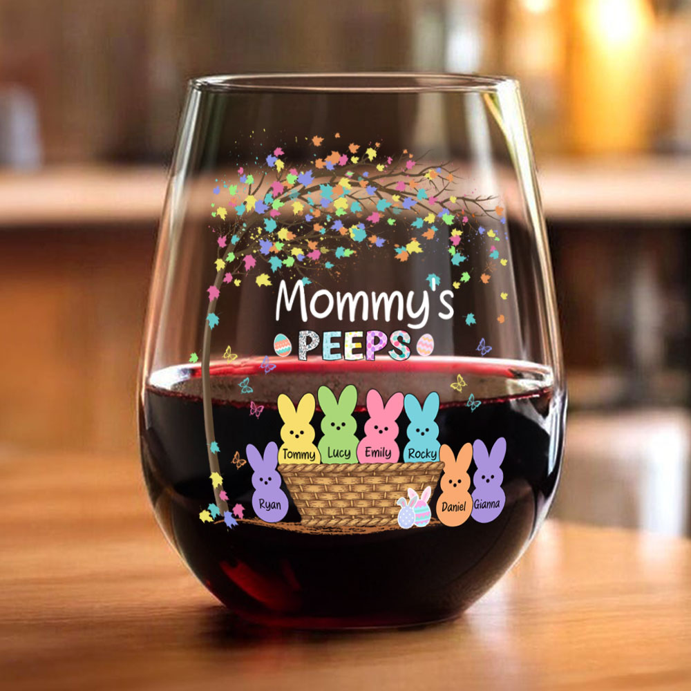 Custom Family Bunny Easter Personalized Wine Glass TH10 892509