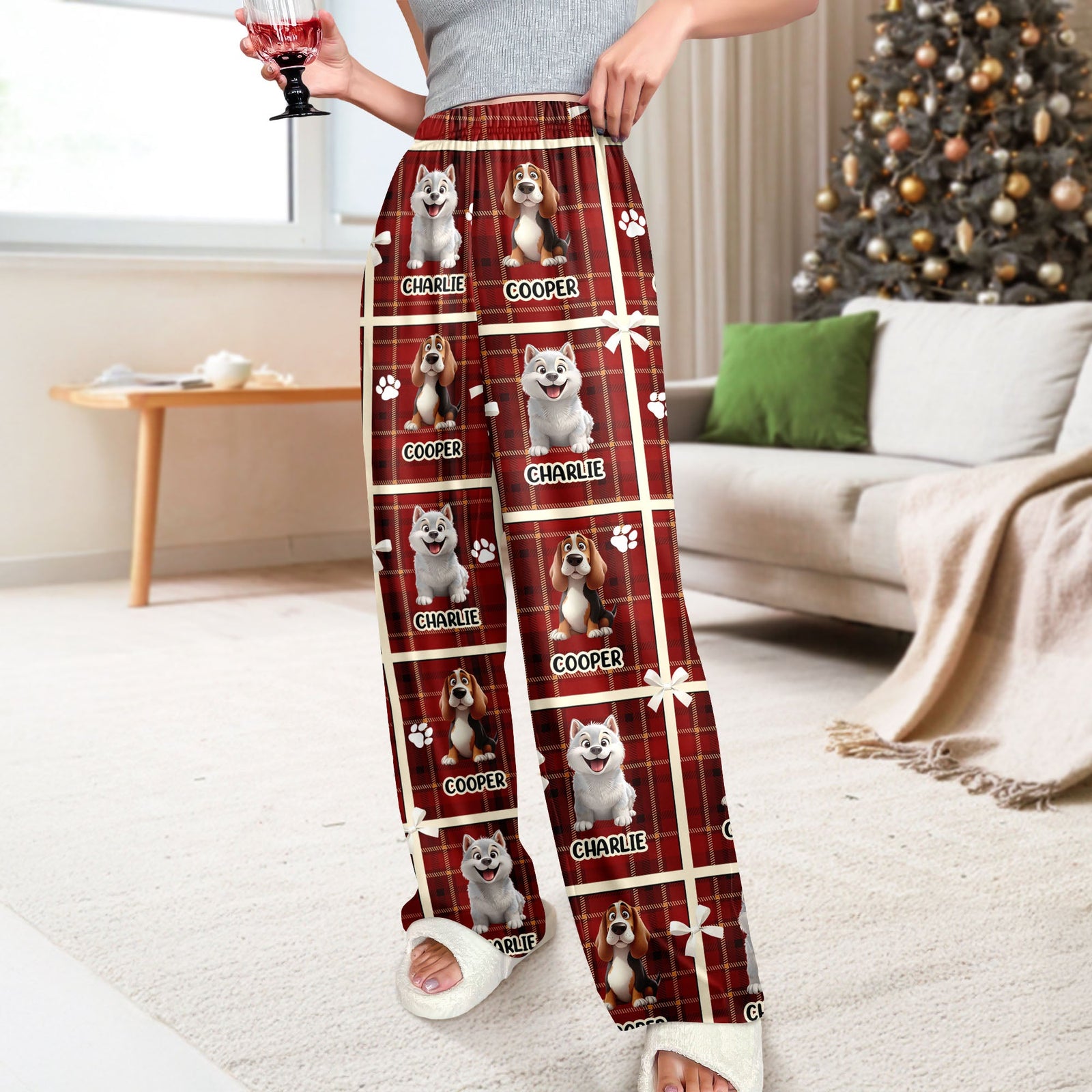 Custom Cute 3D Dog Face Bow Paw Prints Sweatpants For Dog Lovers LM32 897155