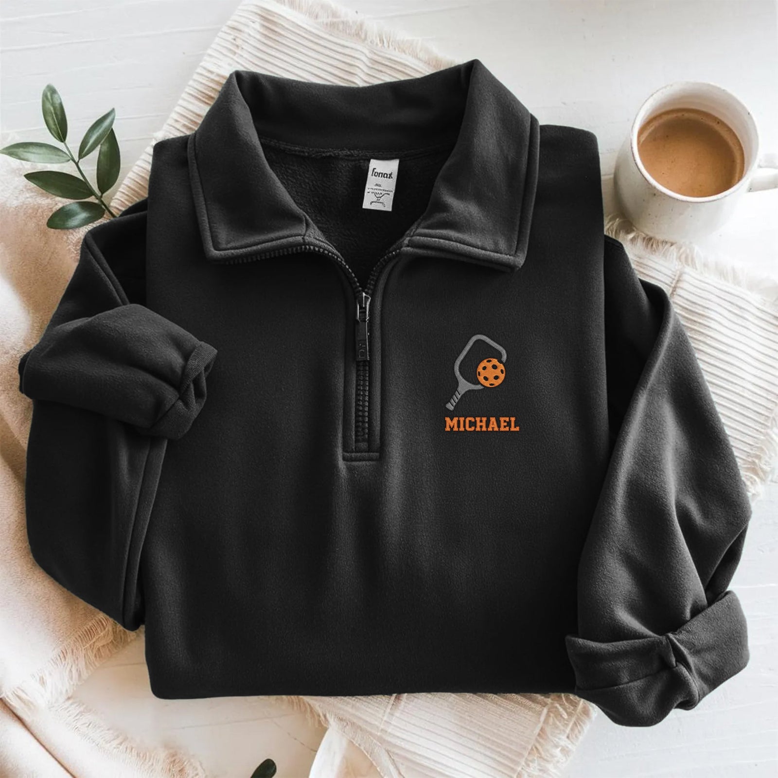 Personalized Name Pickleball Player Embroidered Quarter Zip Sweater HA75 898624