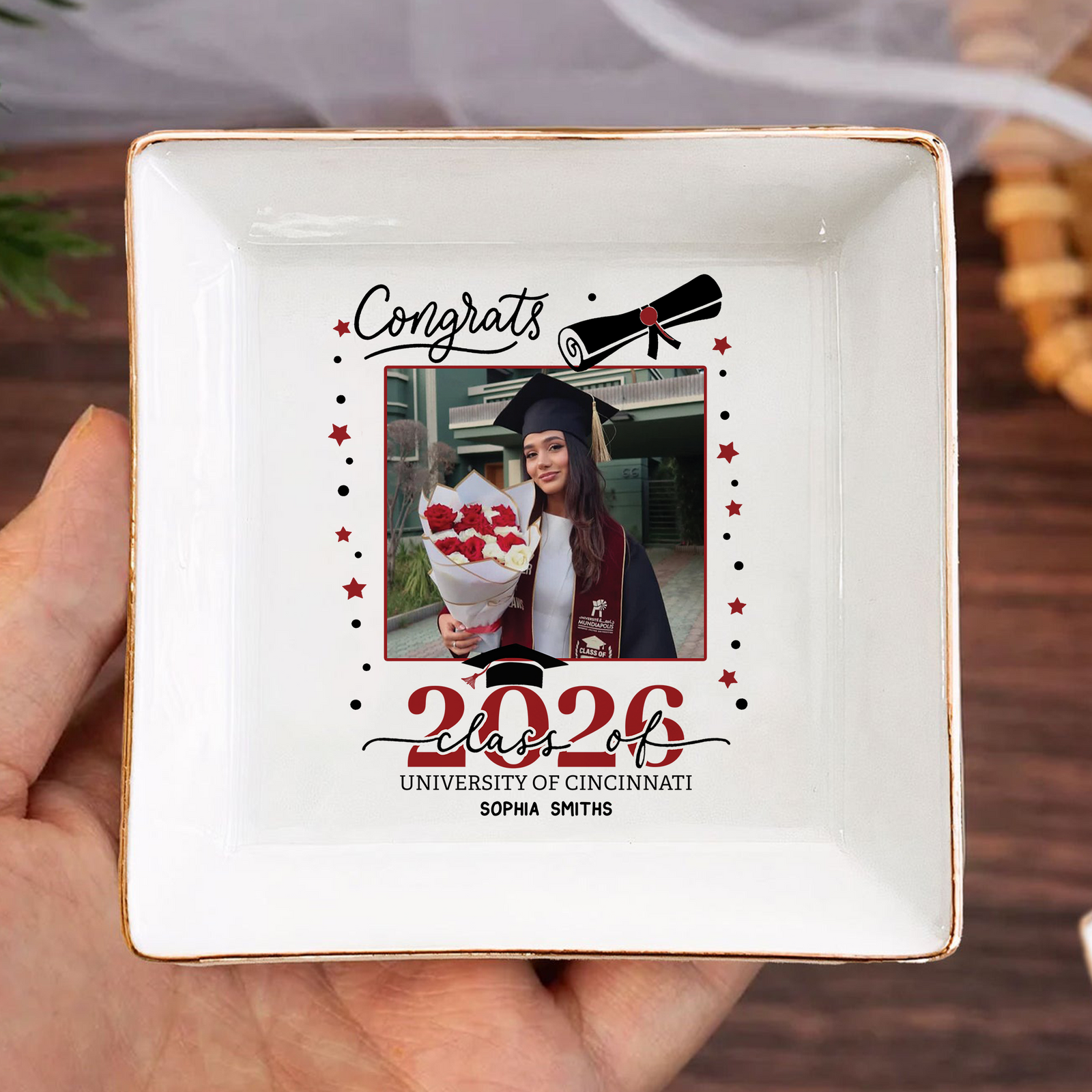 Personalized Congrats Class Of 2026 Graduation Photo Jewelry Dish HO82 901648
