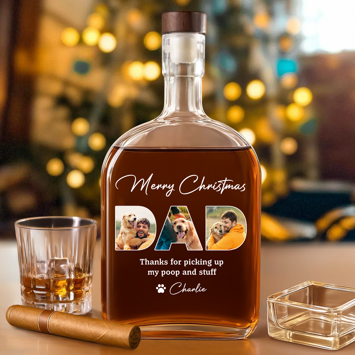 Custom Photo Thanks For Picking Up My Poop And Stuff Whiskey Bottle For Christmas LM32 893863