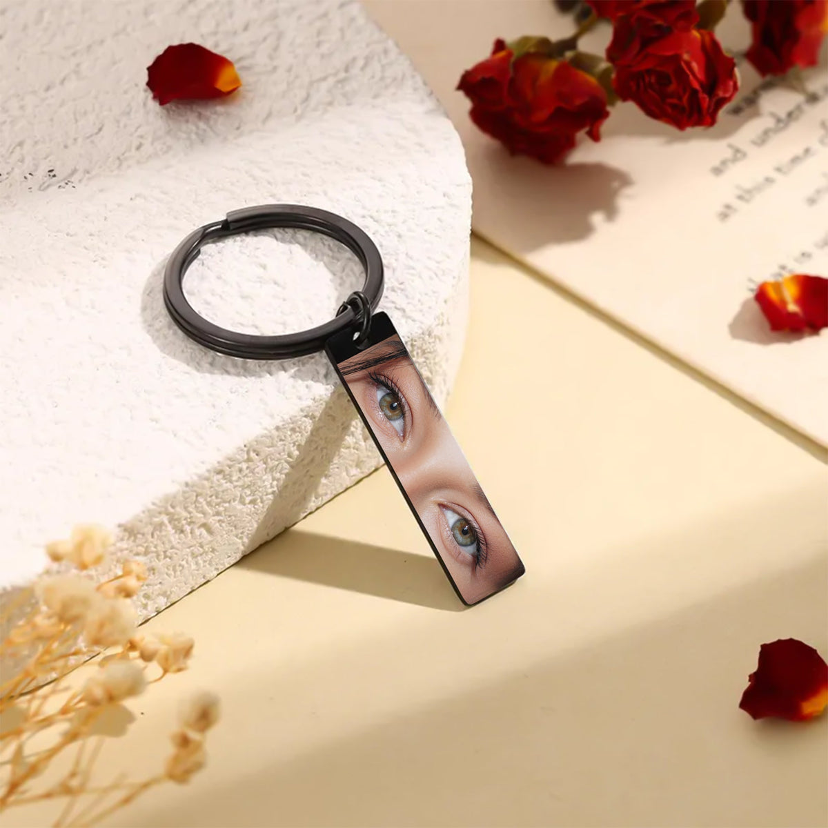 Custom Eyes Photo And Love Quote Metal Keychain Valentine's Gift TH10 898381