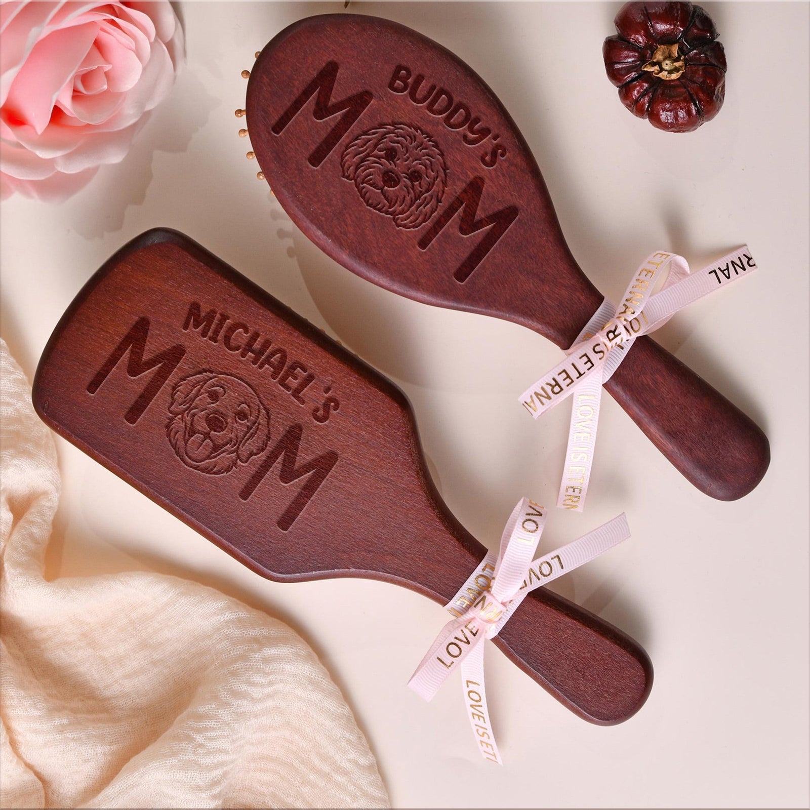 Custom Portrait Dog Cat Photo Engraved Bamboo Comb Gift For Dog Cat Mom, Birthday Gift LM32 897531