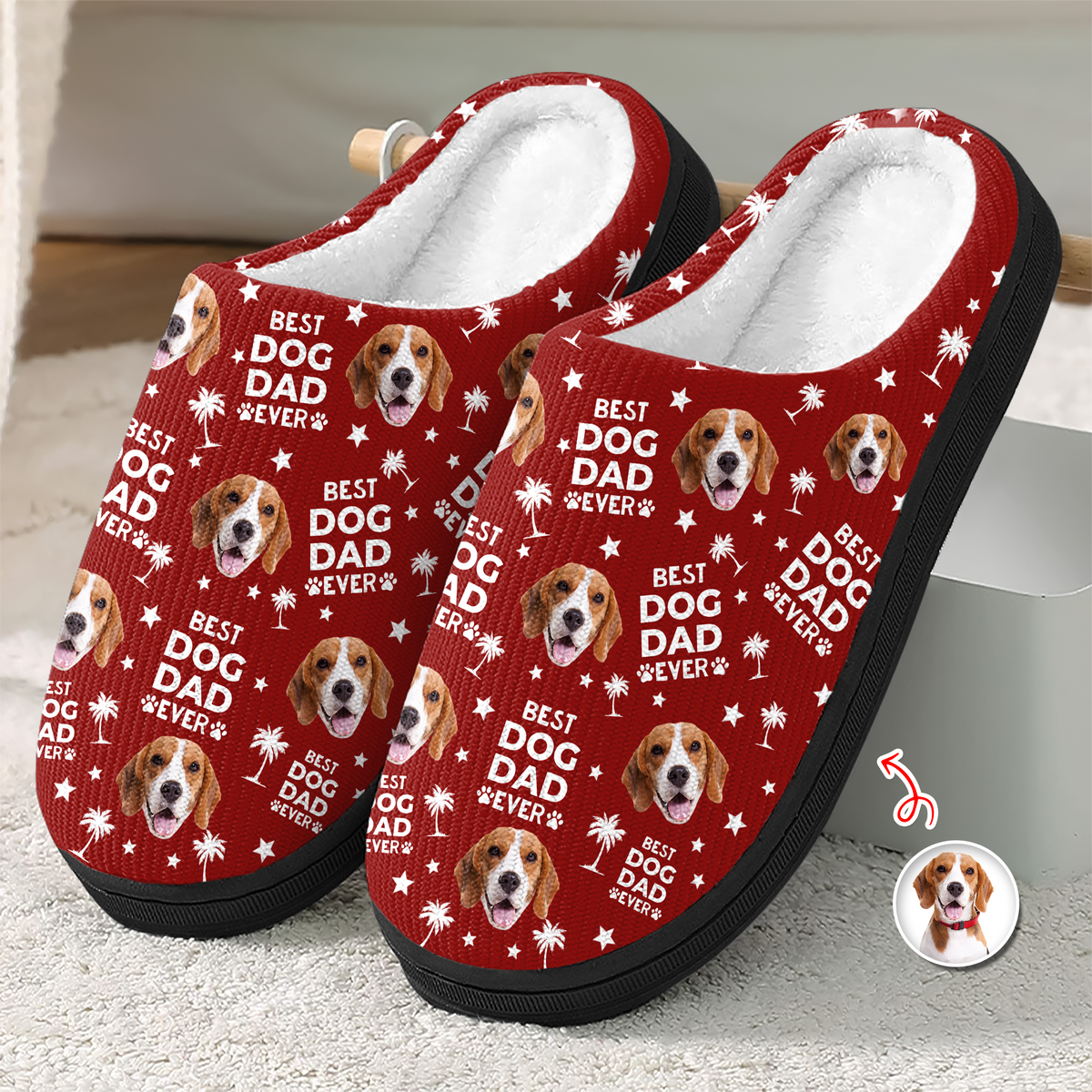 Custom Photo Best Dog Dad, Best Dog Mom Ever Slippers Unique Gift HA75 892974